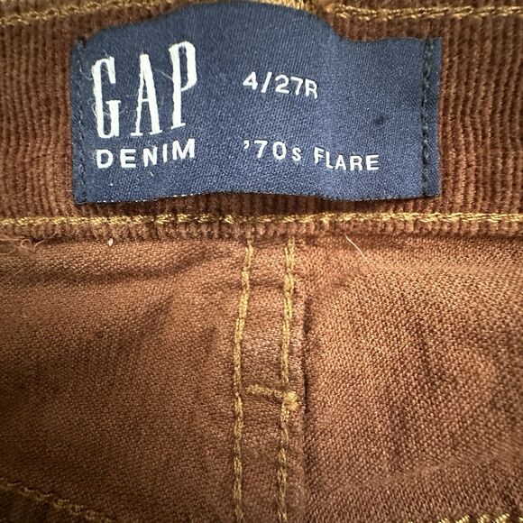 GAP Corduroy Flare Pants Brown 70s Style High Rise Size 27 Womens Retro Wide Leg - Picture 14 of 14